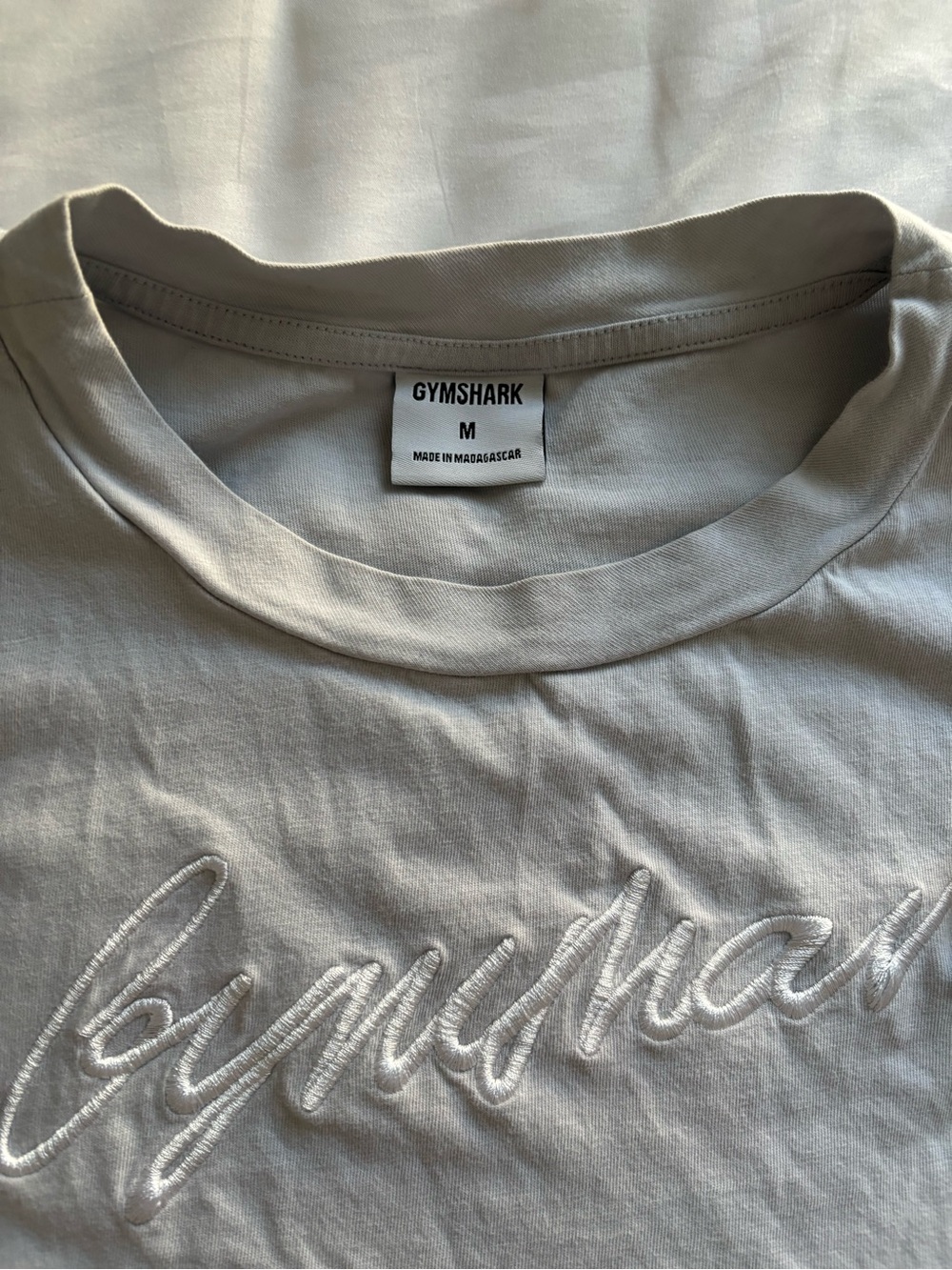 Gymshark Embroidered Script Tee — Light Gray - Picture 4 of 4